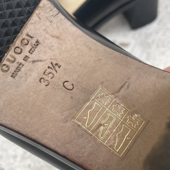 Gucci Women Shoes Black Leather Vintage Pull On Shoes Made In Italy Size 35.5C - Picture 11 of 12